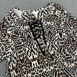 Soma Cozy Leopard Print Top Loungewear Size Large